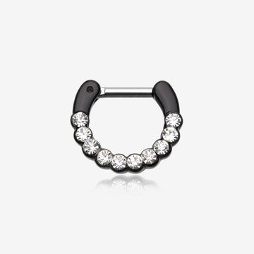 Colorline Glistening Multi-Gem Septum Clicker-Black/Clear